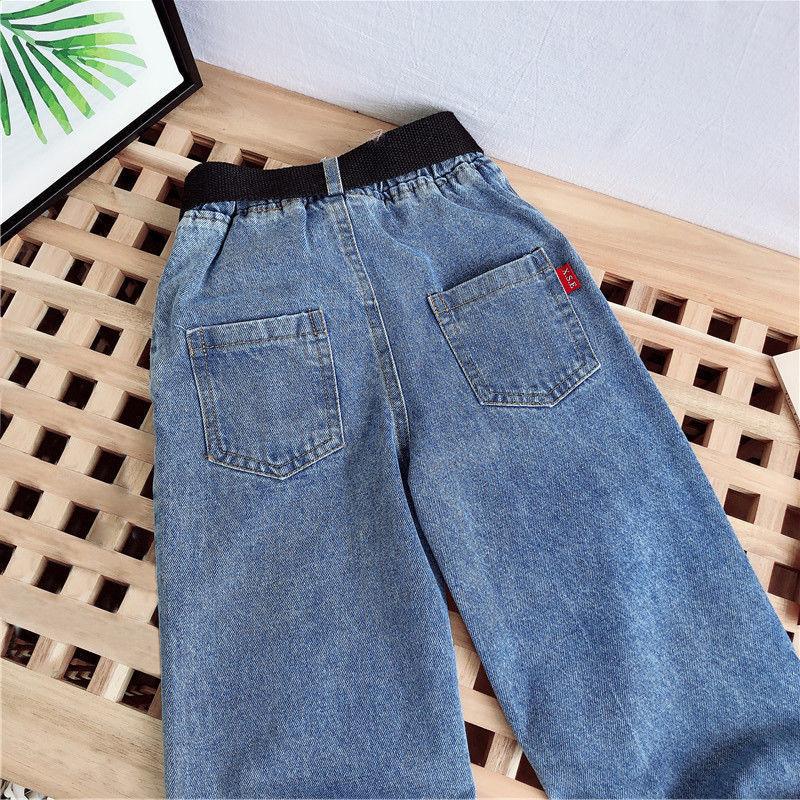 Синие джинсы для девочек, однотонные детские джинсы для девочек, весна-осень, детские джинсы, повседневная детская одежда