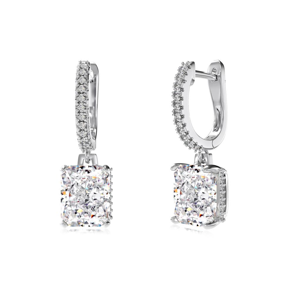 Dylam Charm Classic Design Fine Jewelry 925 Sterling Silver 8A Crushed Ice Out Cut Cubic Zirconia Dangle English Lock Earrings