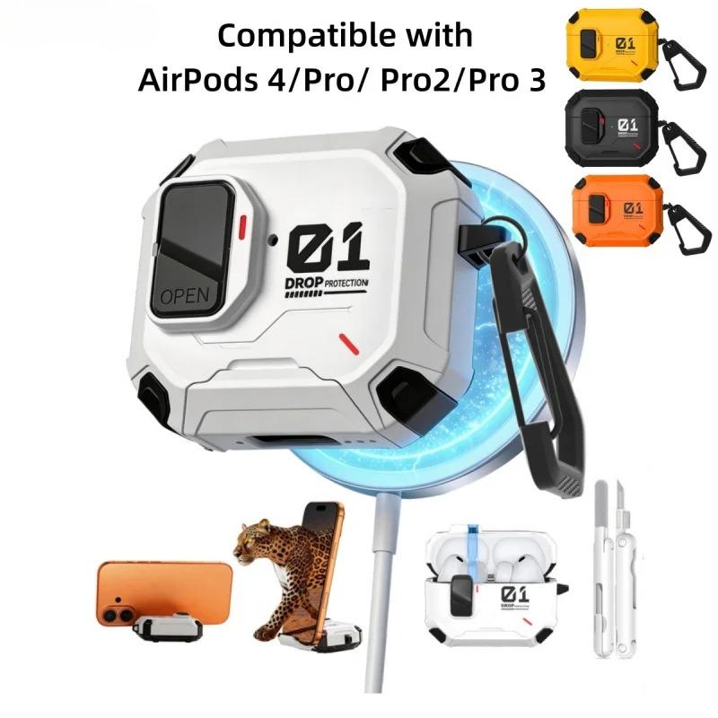 New Safety Lock Earphone Case for AirPods Pro 3 Pro Pro2 Case Auto-Open Hard Shell for AirPods 4 Pro 2 3 Compatible