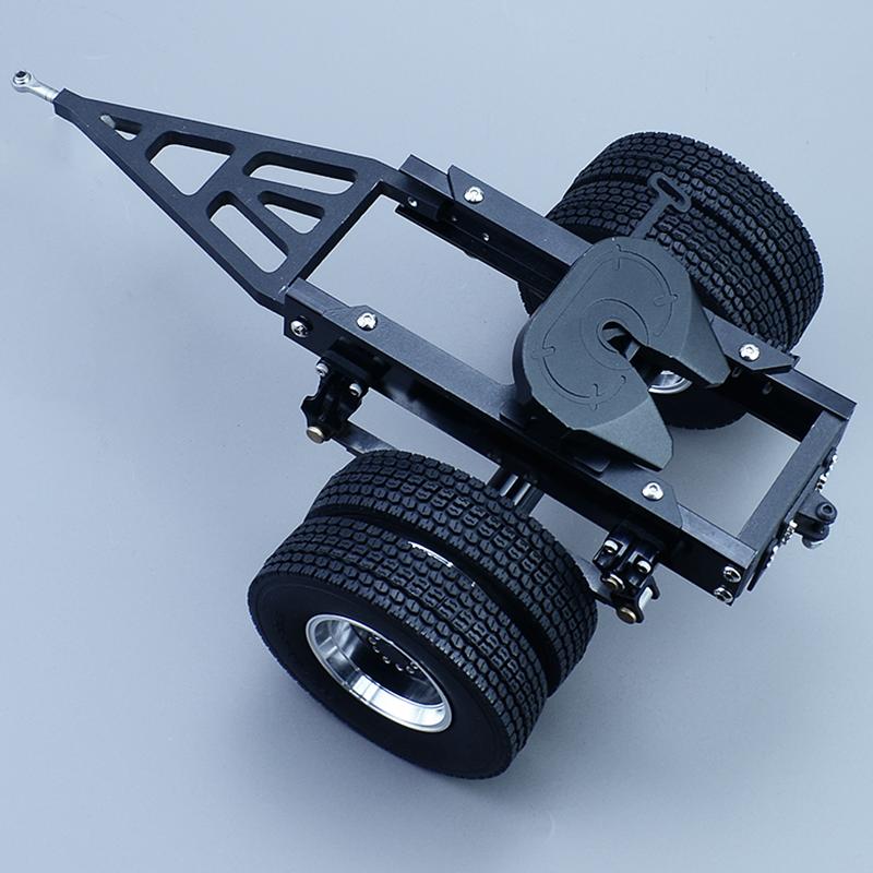 All Metal 1&2 Axles Trailer with Traction Fifth-wheel for 1/14 Tamiya RC Truck SCANIA 770S VOLVO FH16 BENZ MAN LESU Car
