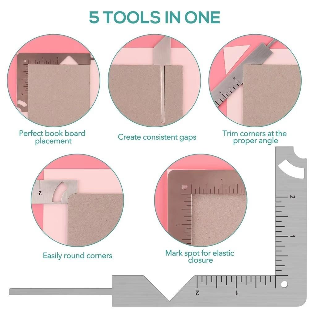 Stainless Steel Book Cover Positioning Ruler Multi-Function Marking Tool Durable Gauge Ruler