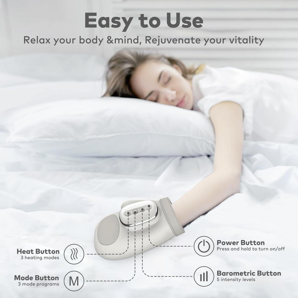 Массажер для рук с подогревом и компрессией - 3D подушка безопасности, для офиса/геймеров/восстановления