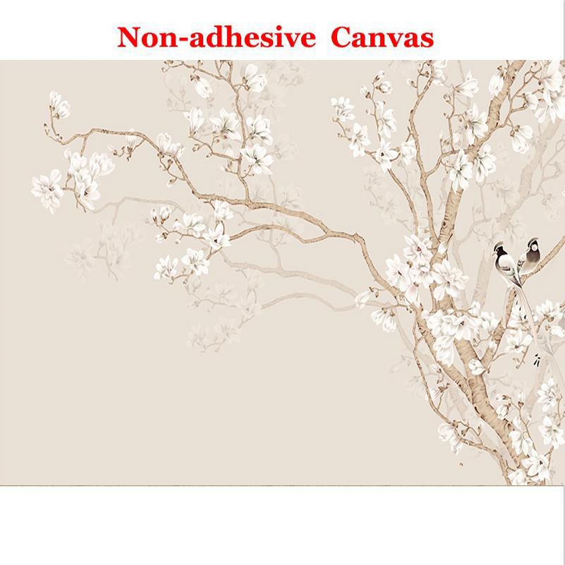 Флизелиновые фотообои Современный китайский стиль Ручная роспись Цветок магнолии Птица Фотообои Спальня Papel De Parede Домашний декор