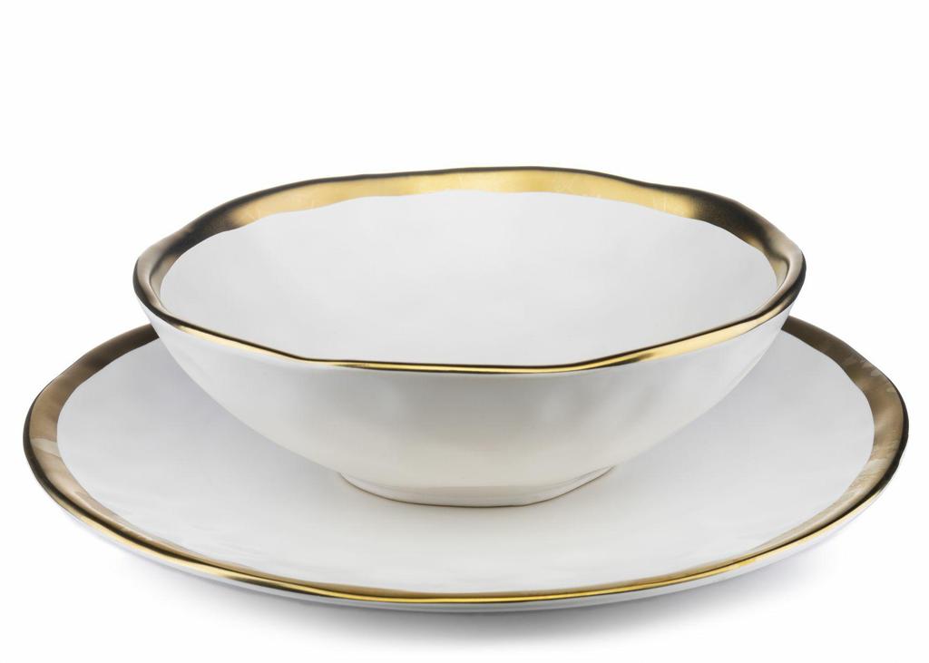 Zestaw Ośmiu Talerzy Lissa White Gold