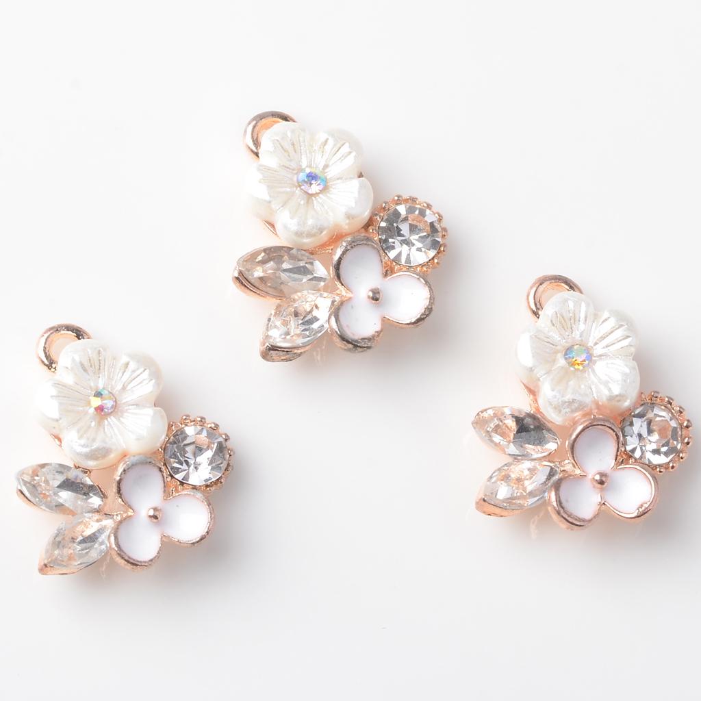 10 упаковок эмалированных подвесок в виде цветов с жемчугом и пуговицами «сделай сам», одежда, обувь, украшения для сумок