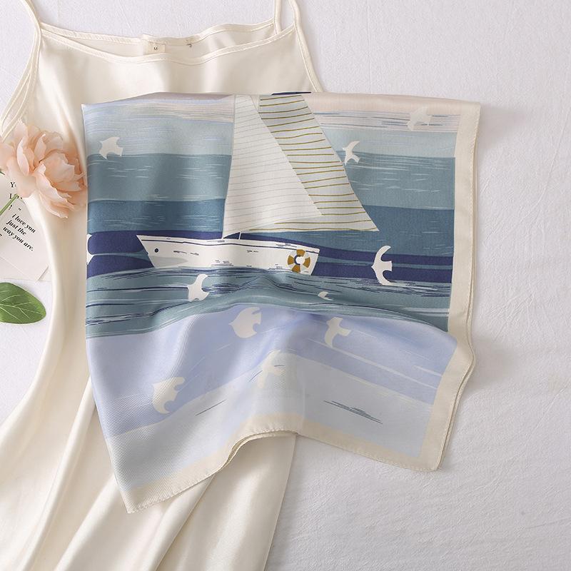 Весенне-летний атласный длинный шарф для женщин, солнцезащитная шаль, модный атласный длинный шарф для красоты, универсальный дорожный шарф