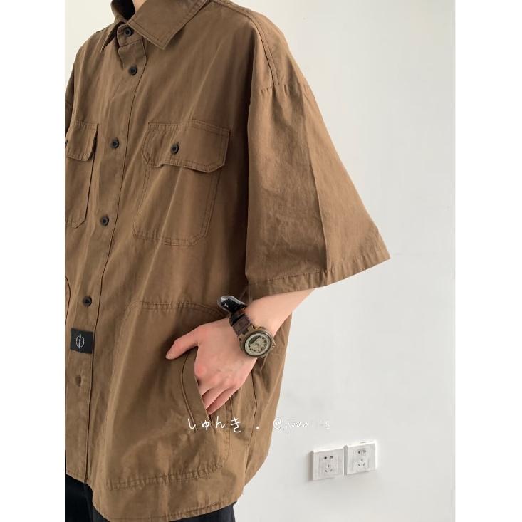 Ретро рубашка мужская летняя одежда в стиле Гонконга, студенческая свободная и нишевая модель, забавный новый мужской топ для ношения на открытом воздухе