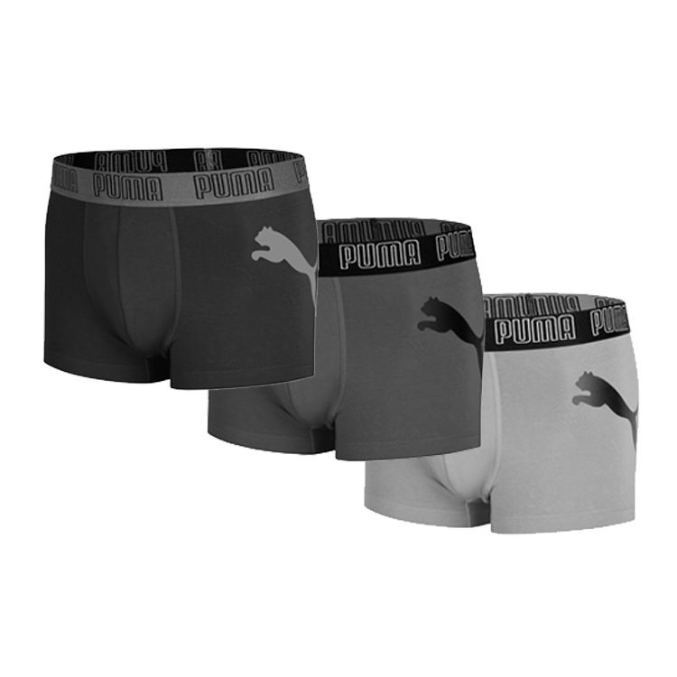 Puma Минималистичные спортивные повседневные трусы-боксеры средней посадки с логотипом в подарочной коробке, мужское нижнее белье черного цвета, темно-серого и светло-серого цвета 701220208-03