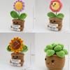Cute Hand Woven Flowers Pot Kawaii Knitting Flower Crochet Emotional Support Doll Fake Flower Potted Desk Accessories Gift