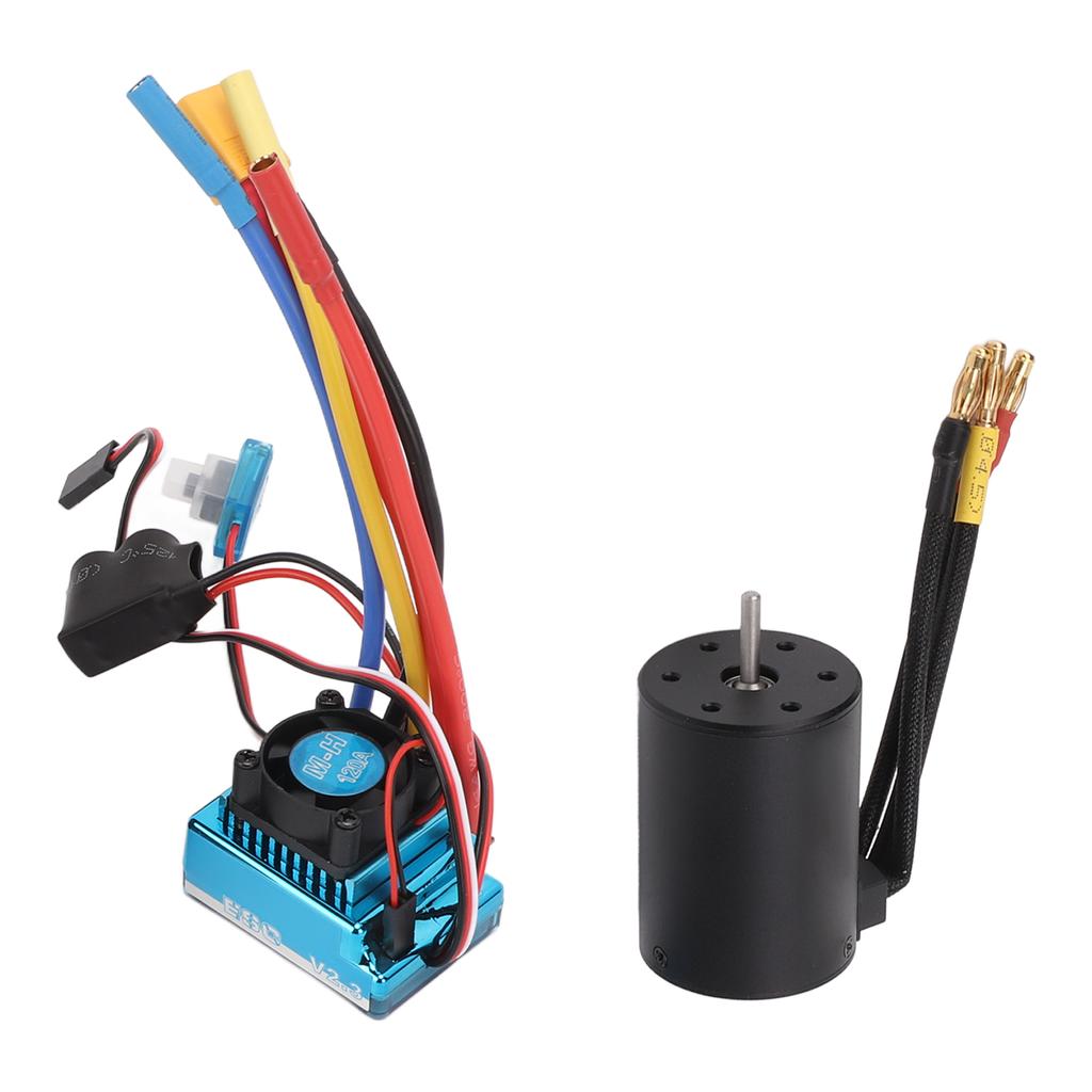 3650 3100KV Brushless Motor Kit 120A ESC Waterproof XT60 Plug Type RC Upgrade Combo for 1/10 1/8 RC Car