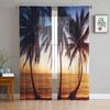 Sunset Coconut Palm Beach Curtain Window Tulle For Living Room Bedroom The Kitchen Window Treatment Decorations Curtains