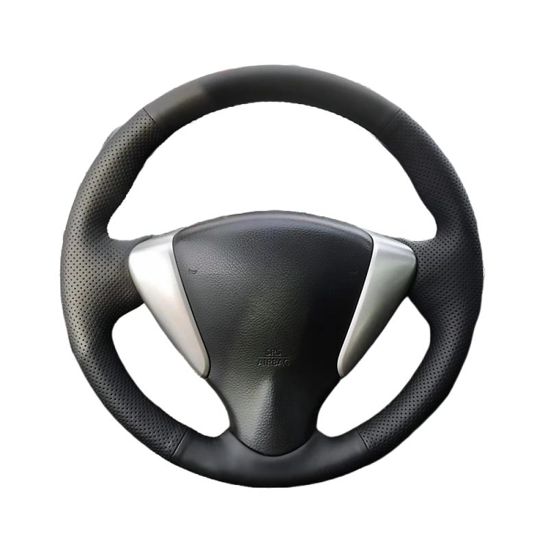 Hand-Stitched Black Leather Car Steering Wheel Cover For Nissan Tiida Sylphy Sentra Versa Note 2014