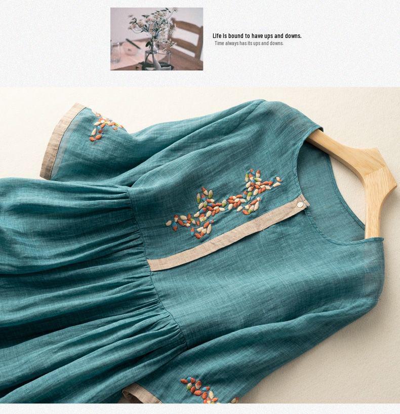 Женское летнее платье в стиле ретро с вышивкой во французском стиле с рукавами три четверти