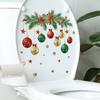 1pc/2pcs Christmas Leaf Colorful Ball Toilet Stickers Toilet Lid Decals Cistern Self-Adhesive Stickers Home Christmas Decoration
