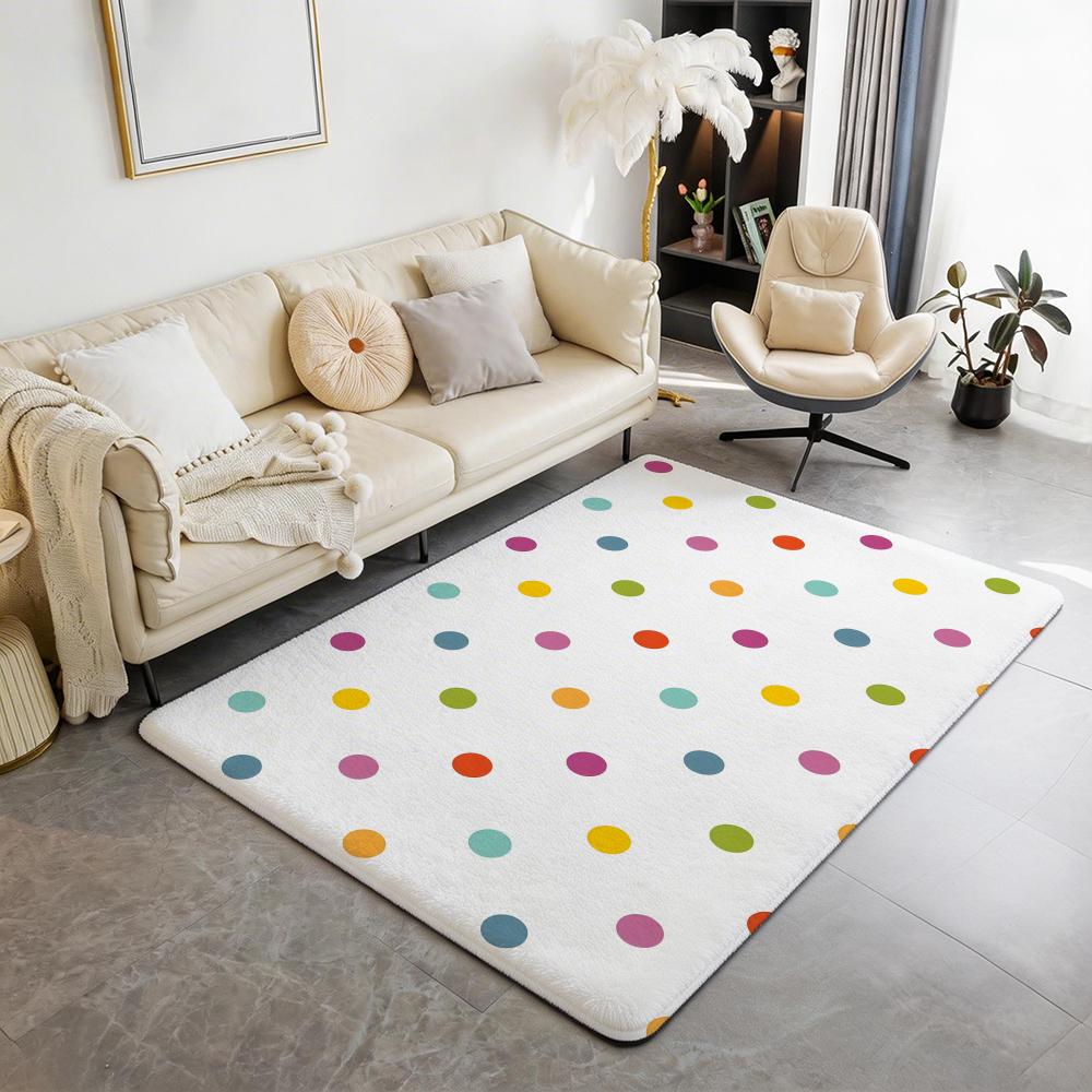 Print P PolkaDot Floor Mat Eco Flannel Doormat Non Slip Odorless Indoor Floor Rug Soft Short Plush Home Mat