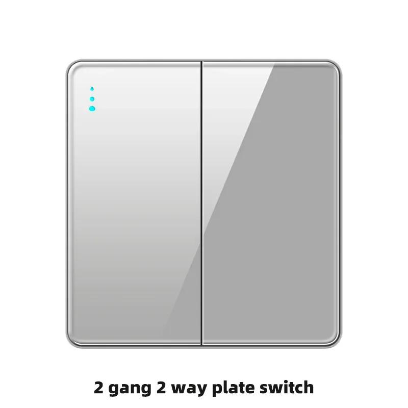 Роскошная серая панель из закаленного стекла, электрическая розетка UK 13A, двойная 5-контактная розетка и выключатель, универсальная настенная розетка USB C EU