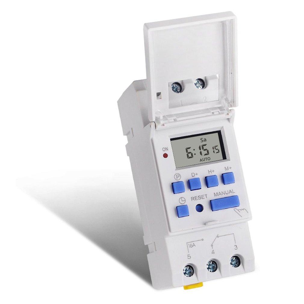 Electronic Weekly 7 Days Programmable Digital Industrial Time Switch Relay Timer Control AC 220V 16A Din Rail Mount