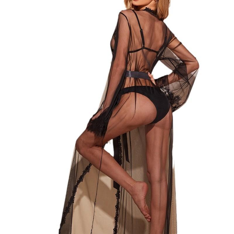 SHEIN Европейский и американский длинный прозрачный халат сексуальная страсть соблазн веселье TEMU утренний халат