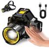 Светодиодный налобный фонарь Супер яркий Перезаряжаемый Датчик движения С зумом 180° Регулируемый Высокая мощность Водонепроницаемый Для кемпинга Рыбалки