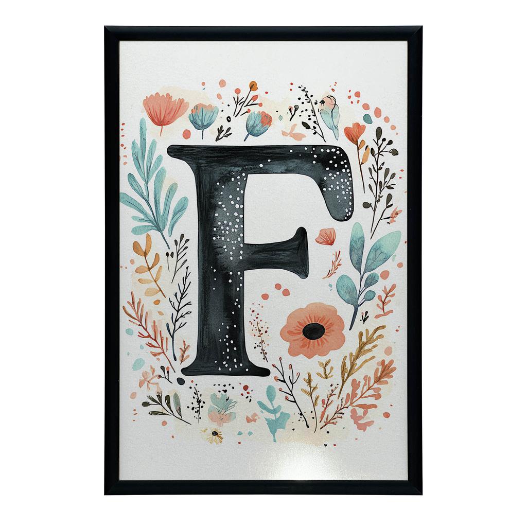 Plakat "F" Z Kolorowymi Kwiatami Plakat "F" Z Kolorowymi Kwiatami, 30X40 Cm, Bez Ramy, Papier Matowy 230 Gsm