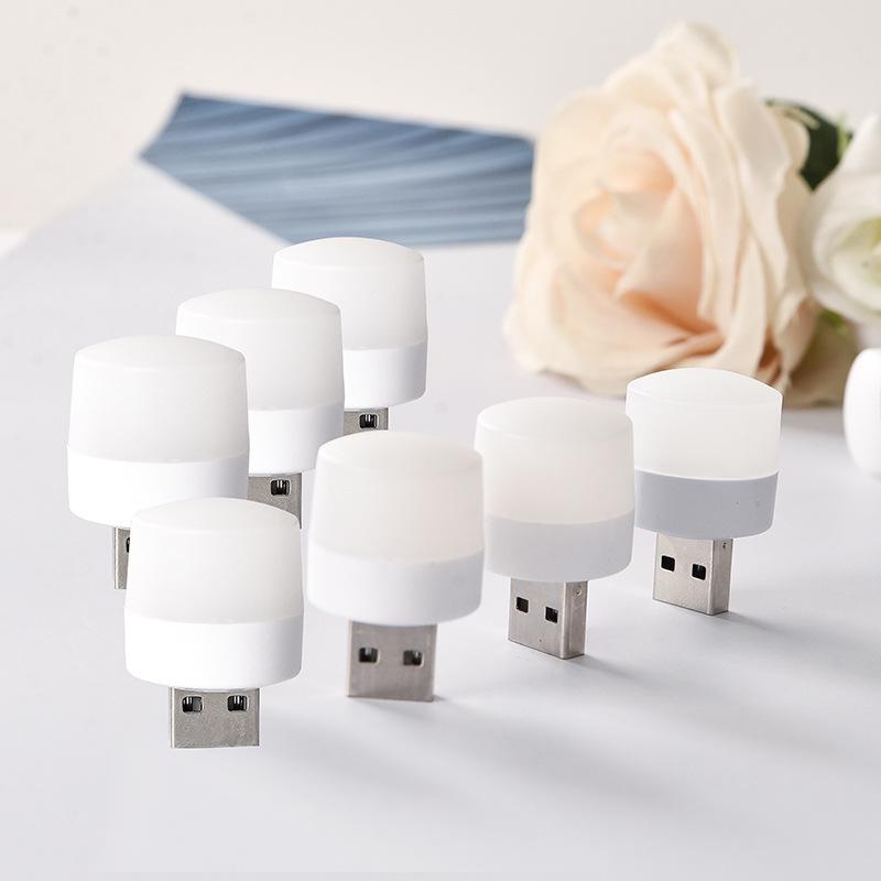 Портативная мини-светодиодная ночная лампа USB - Креативная круглая лампа для создания атмосферы (Белый, Теплый, Красный, Синий, Зеленый, Желтый, Фиолетовый)