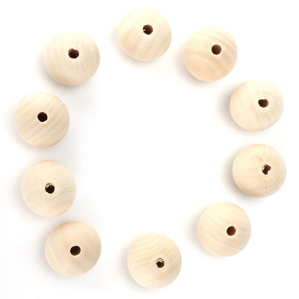 10pcs Craft Beads Round Wood Color MultiPurpose Wooden Beads Bulk with Hole for DIY Handicraft Decoration Gift