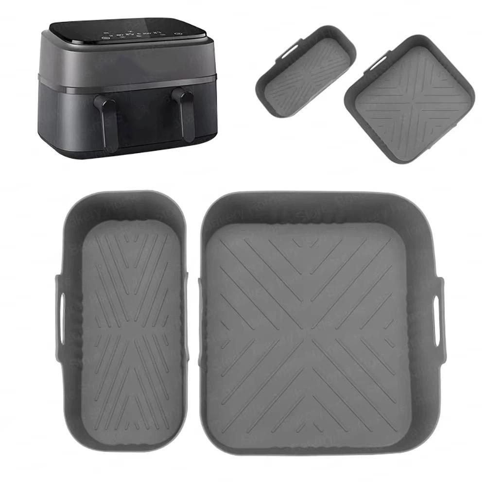 Reusable Dual Basket Baking Tray 6L/3L Air Fryer Silicone Pot Air Fryer Basket Splash Guard Tool