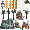 MOC Кирпичи Аксессуары Кирпичи Город Хэллоуин Тыква Строительные Блоки Уличный Пейзаж Пианино Надгробие Скелет Призрак Летучая Мышь Змея Игрушка