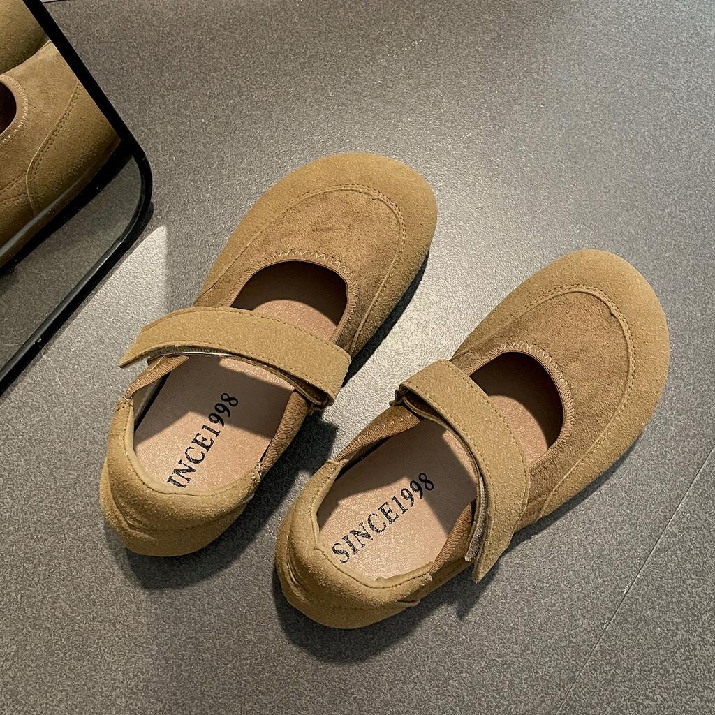 Fashion New Women's Mary Jane Flats Slip-On Casual Shoes Flat Bottom Suede Shoes for Women Spring Autumn Solid Round Toe Single Shoes