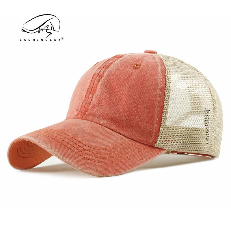Spring and summer thin breathable mesh baseball cap men's fashion washed cotton cap sun protection visor beach