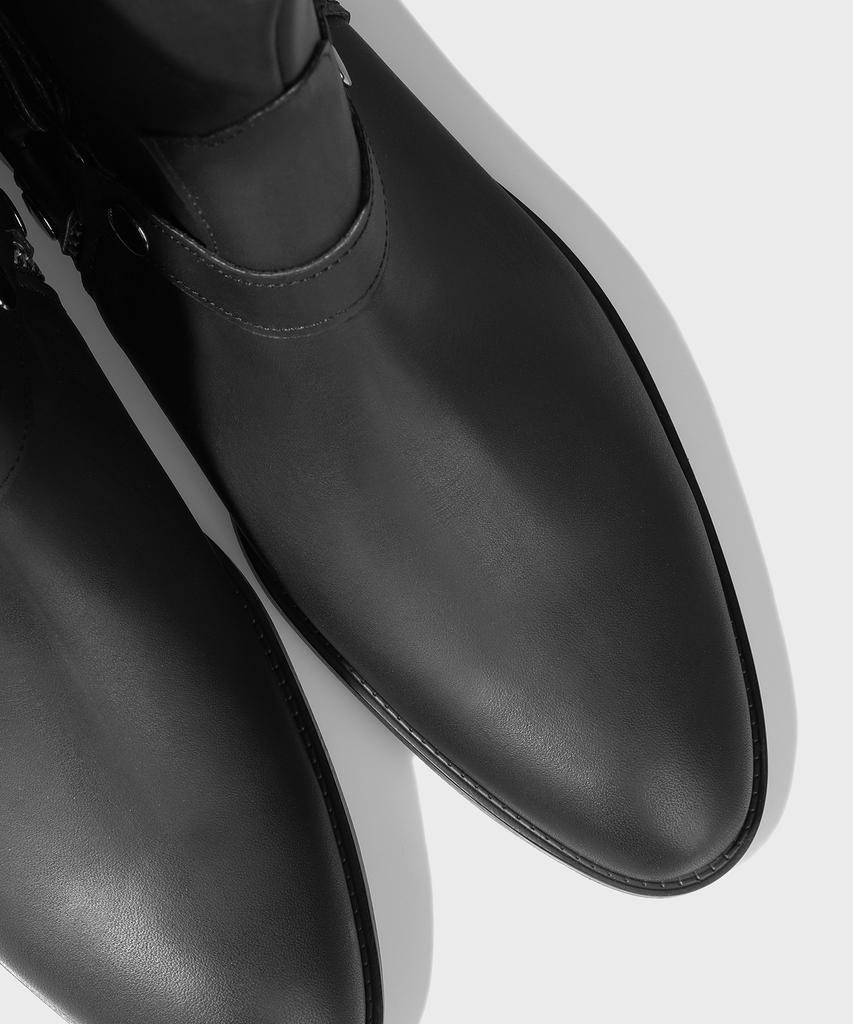 Firenze Atelier Slim Toe Velcro Pull-Up Leather Zip-Up Boots 3344 [Matt Black]