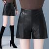 New Women's High-Waist Leather Bootcut Shorts - 2025 Autumn/Winter Sheepskin Outerwear