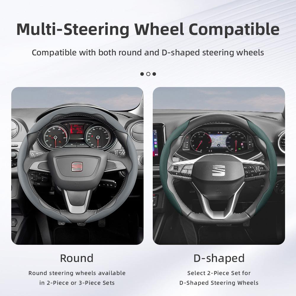 rlcp4 Suitable for Seat Breathable Leather Steering Wheel Cover with Segmented Quick-Release Design, Non-Slip and Durable, for Models Such as Ibiza,