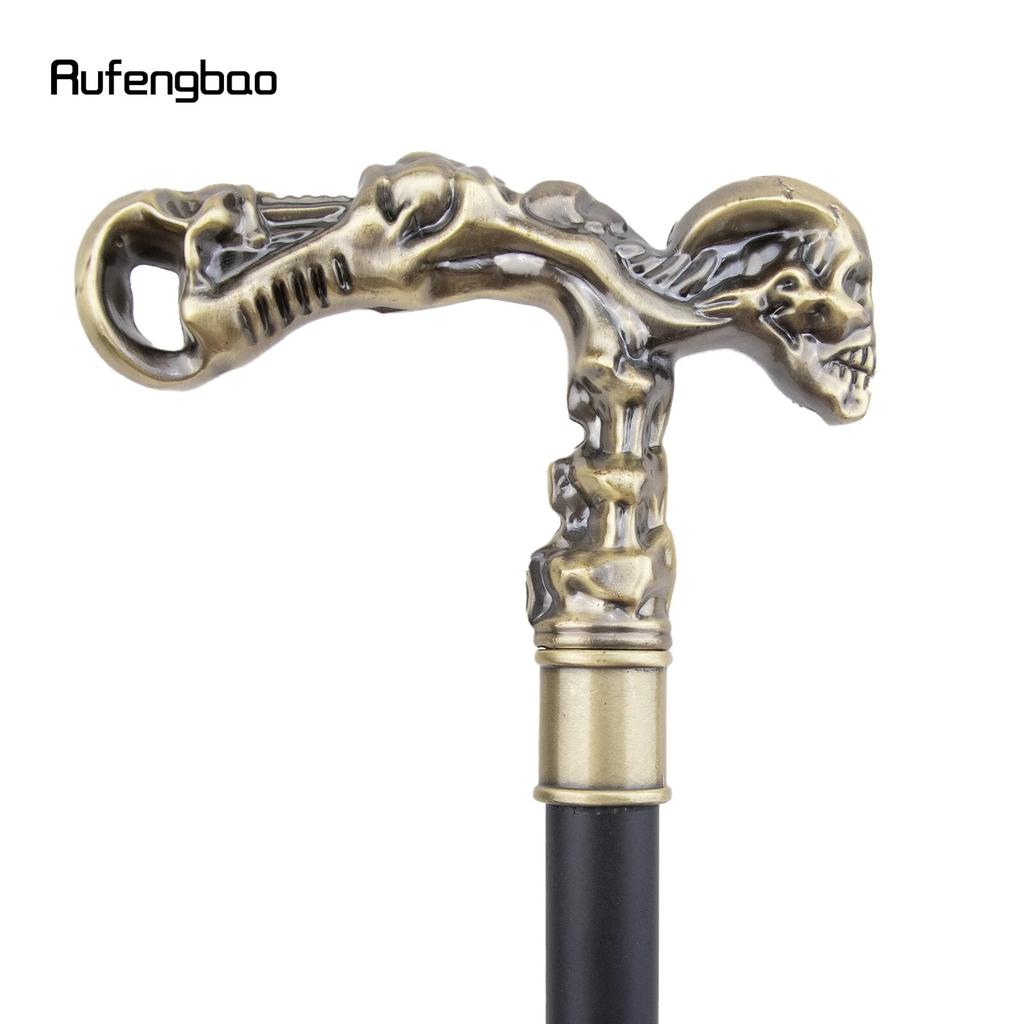 Golden Skull Walking Stick Decorative Vampire Cospaly Vintage Party Fashionable Walking Cane Halloween Crosier 93cm