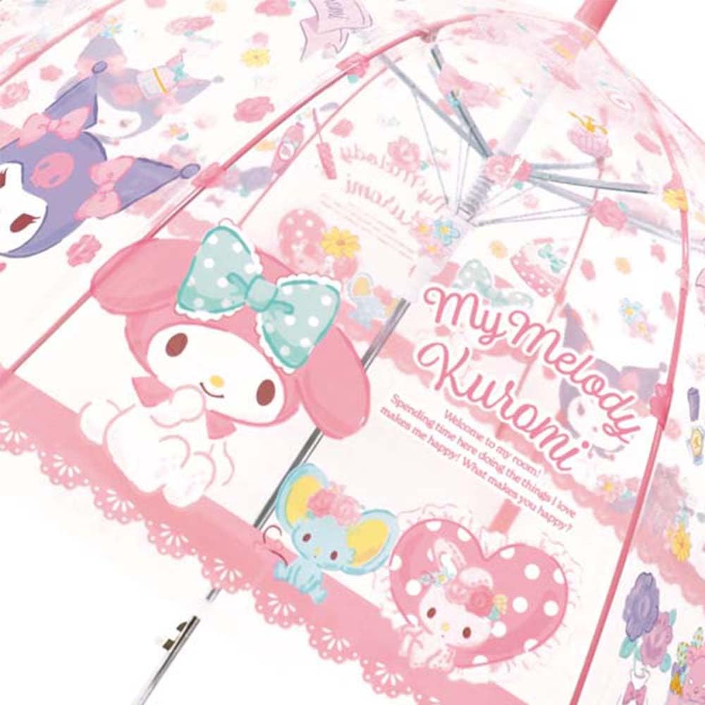 J's Planning My Melody & Kuromi Children's Vinyl Umbrella, 55cm, One-Touch Type, 32479