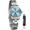 OLEVS Quartz Watch with Stainless Steel Classic Luminous 30M Water and Cute for Business or Blue Women's Band, Dial, Function, Resistance, Popular,