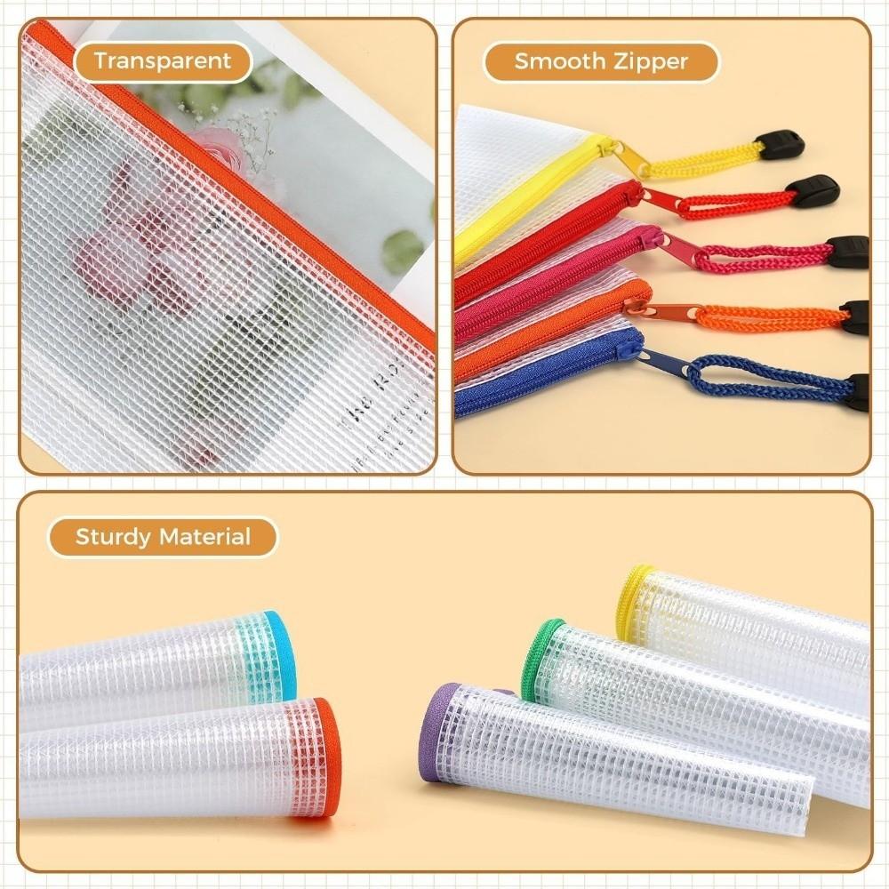 Thick Mesh Zipper Pouch Waterproof Bill Storage Bag Multipurpose Stationery Organizer Students