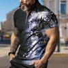Men's Shirt Polo Casual Zip Short Sleeve Fashion Casual Zipper Summer Spring Regular Fit Fierce Tiger 3D Print Shirt