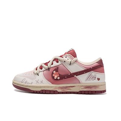 Dunk Flower Story, Янтарные Низкие Кеды для Скейтборда Женские Красные Белые HF0736-161(Команда189-)