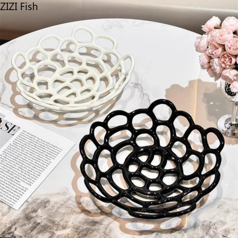 Керамическая фруктовая тарелка с выемкой в скандинавском стиле, креативная фруктовая тарелка, украшение стола, домашняя кухня, корзина для фруктов и овощей