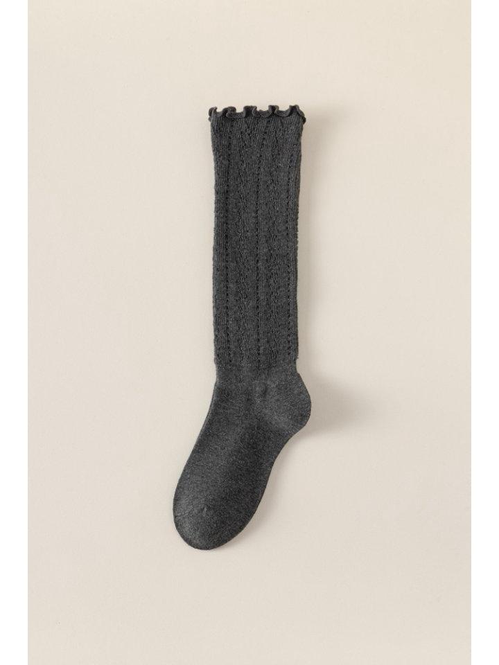 Корейские ажурные чулки-сетка с деревянными ушками - Женские вязаные сетчатые гольфы для похудения и создания эффекта "мешковатости"