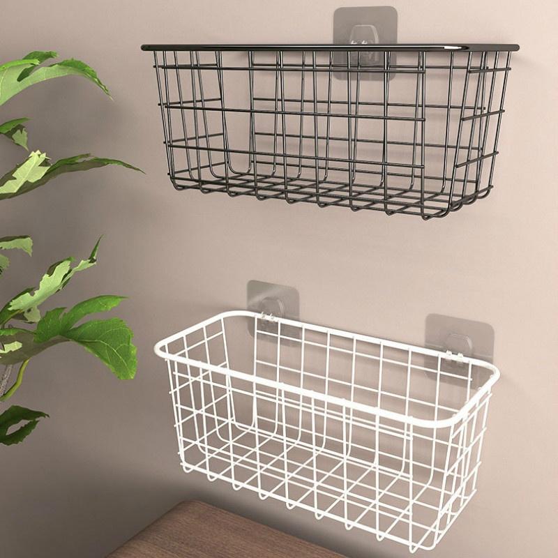 Kitchen Wrought Iron Hanging Basket Storage Box Without Punching Wall-mounted Desktop Bathroom Toile