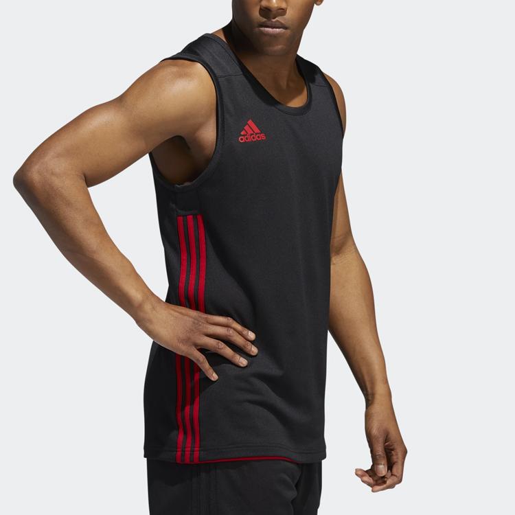 Adidas Tank Tops Men's Black Red Crew Neck Moderate Other