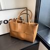 Simple Solid Color Large Capacity Women Casual Woven Tote Bag For Use Daily
