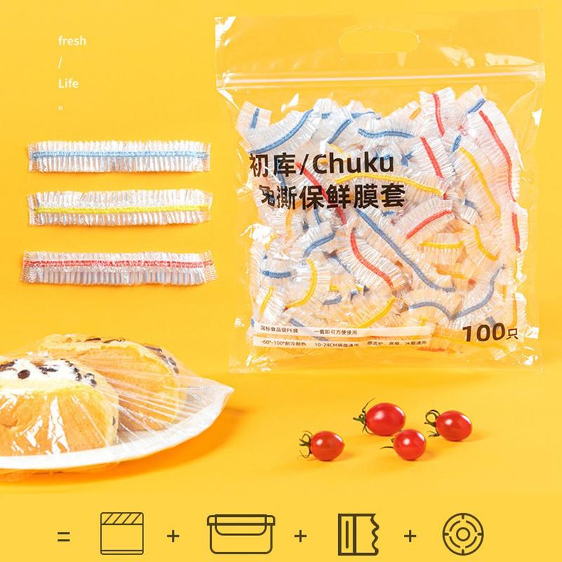 100 шт. Одноразовые крышки для хранения продуктов, многоразовые эластичные крышки для свежих продуктов, стрейч-пленка, крышка для миски/тарелки/продуктов, пакеты для сохранения свежести, шапочка для душа