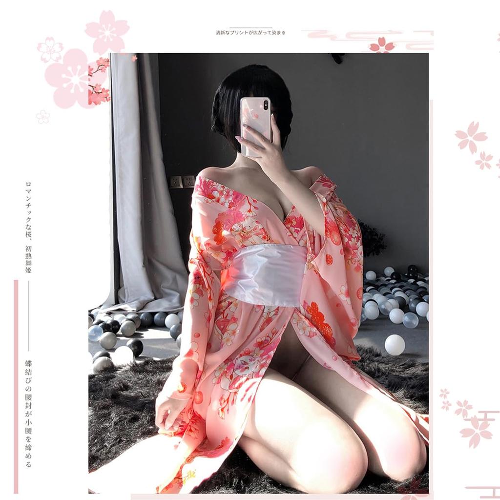 Комплект из 3 предметов юката косплей сексуальное длинное кимоно японская одежда цельный косплей чрезвычайно сексуальный эротический милый костюм нижнего белья эротический костюм нижнего белья