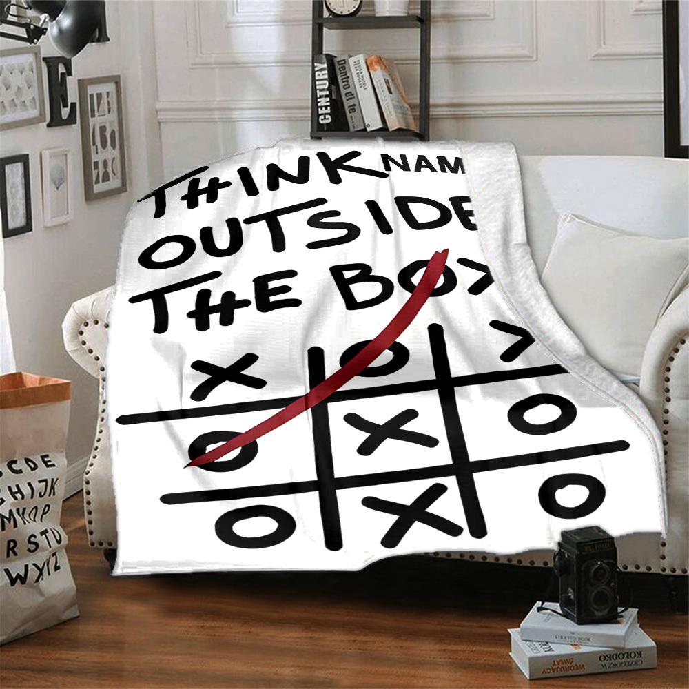 Think Outside The Box Tic Tac Toe Gift Personalized Blanket Customize Your Name Comfortable Throw For Sofa Couch Office Bed Picnics Four Seasons