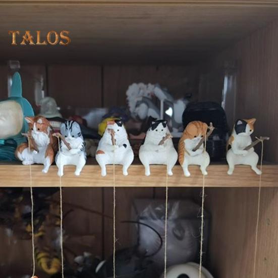 Рыболовная фигурка кота, статуэтка из смолы, мультяшный котенок, скульптура животного, домашний офис, настольный аквариум, украшение для аквариума