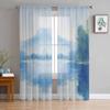 Watercolor Landscape Abstract Reflection Of The Sky Sheer Curtains for Kids Living Room Voile Window Curtains Tulle Drapes