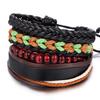 Exquisite Wooden Beads Woven Leather Bracelet Set Charm Wrap Bracelet Handmade Jewelry Gifts